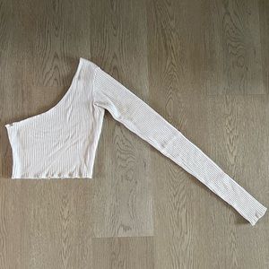 ARE YOU AM I ling top cropped one sleeve